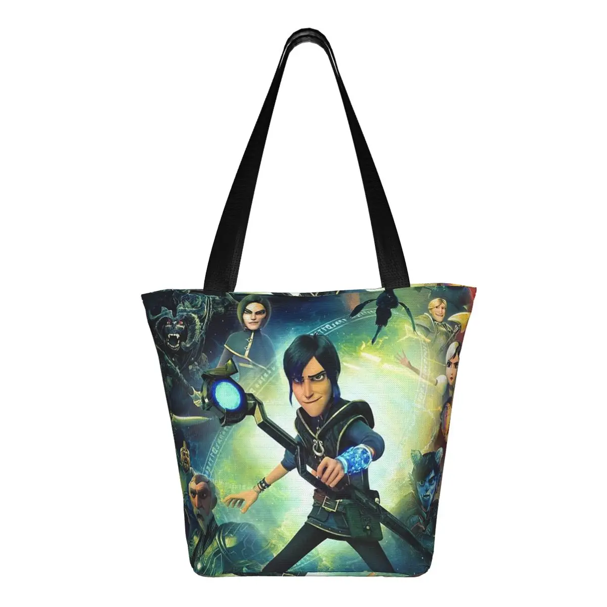 

Сумка-тоут для покупок с рисунком тролля, холщовая сумка на плечо большой вместимости, продуктовая сумка для покупок для женщин