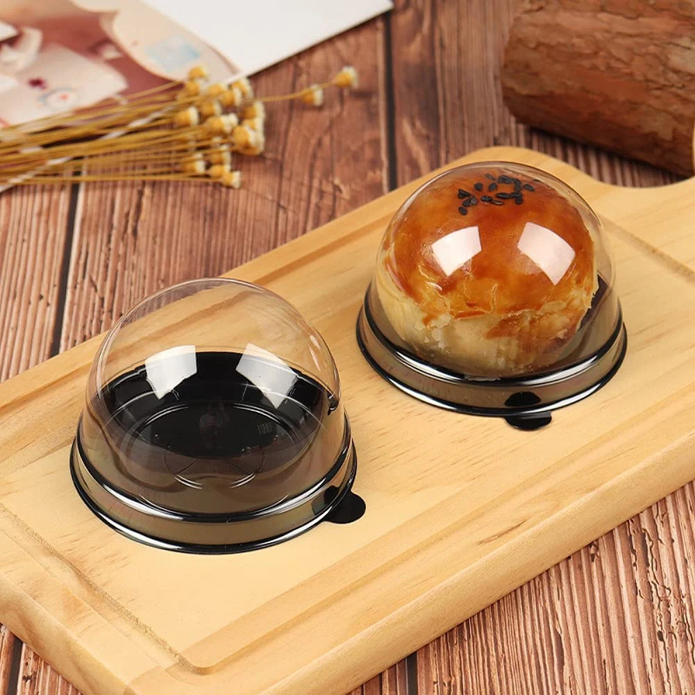 50 Pack Mini Cupcake Containers Clear Plastic Cake Box with Dome Lids for Muffin Mooncake Dessert Cheese Pastry