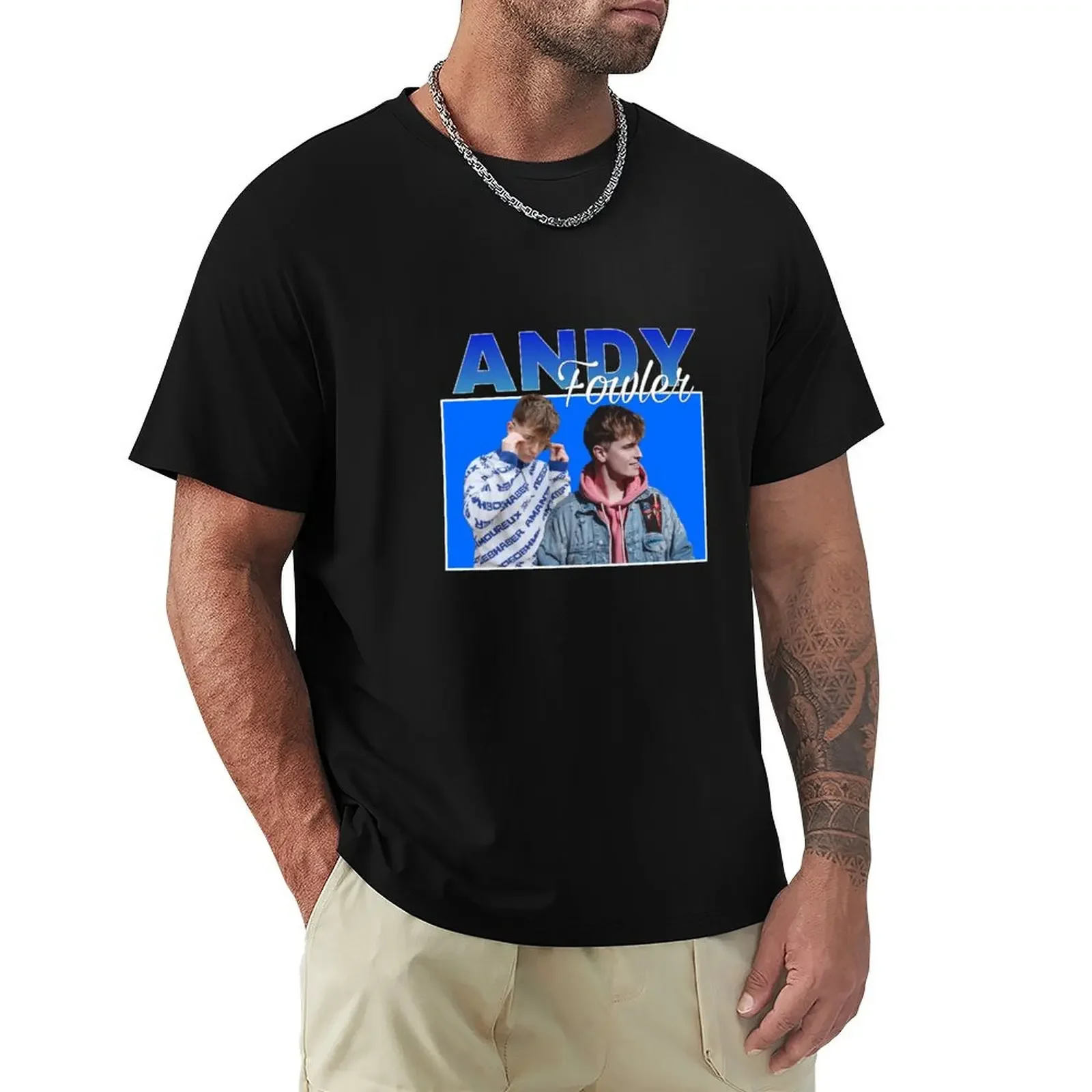 Andy Fowler Blue vintage T-Shirt blanks sweat t shirts for men cotton