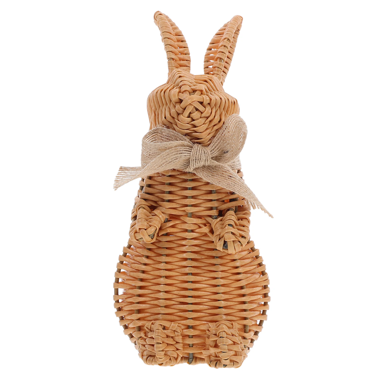 

Easter Bunny Statue Woven Figurines Imitation Rattan PP Material Home Office Decorations Cute Design Photo Props