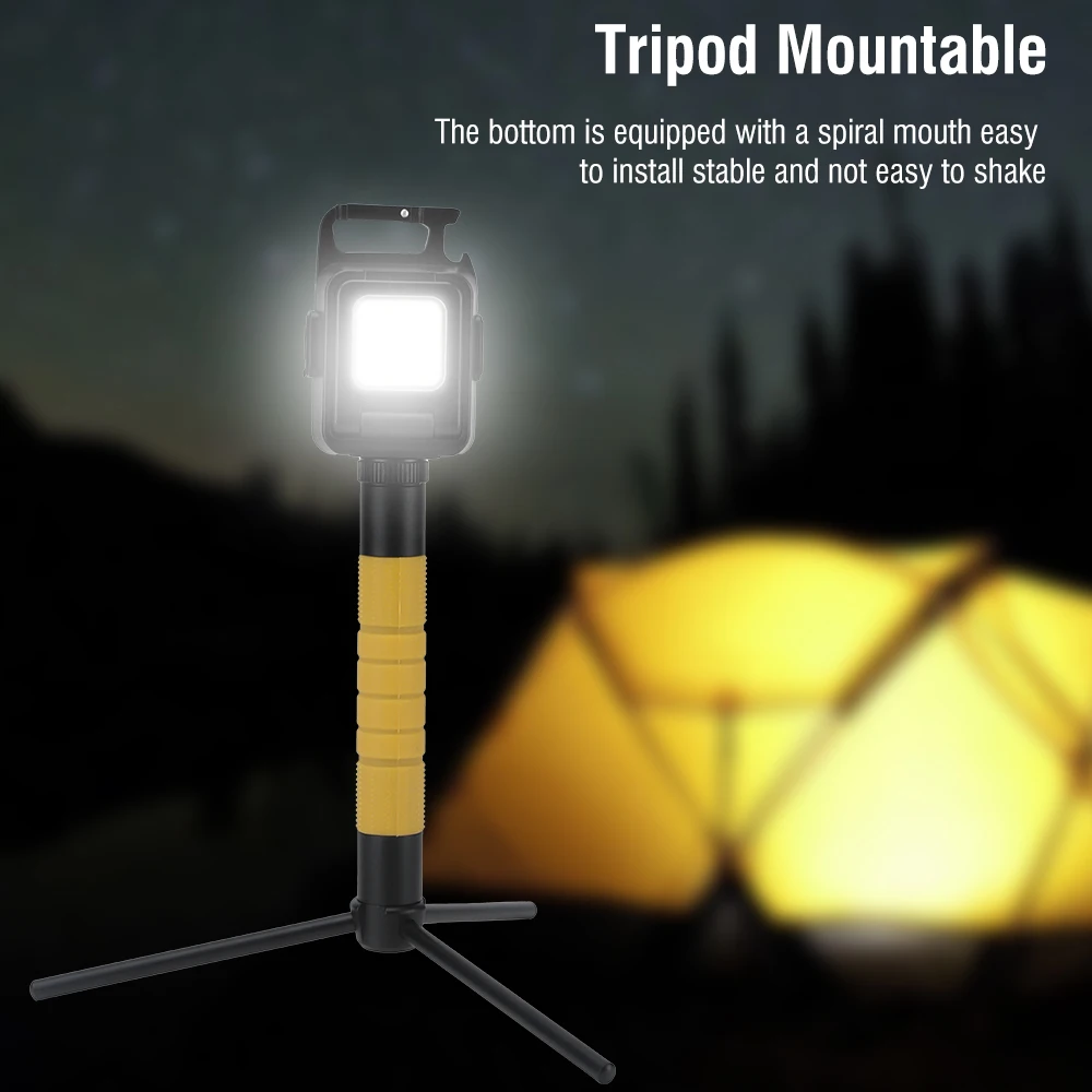 BORUiT Mini torcia portachiavi a LED tipo C lampada da lavoro ricaricabile con cavatappi magnetico per emergenza da campeggio tascabile all'aperto