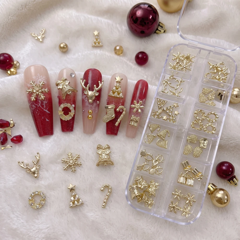 1 doos 3D kerstnageldecoraties - Nail Art Xmas Tree recensie en prijs