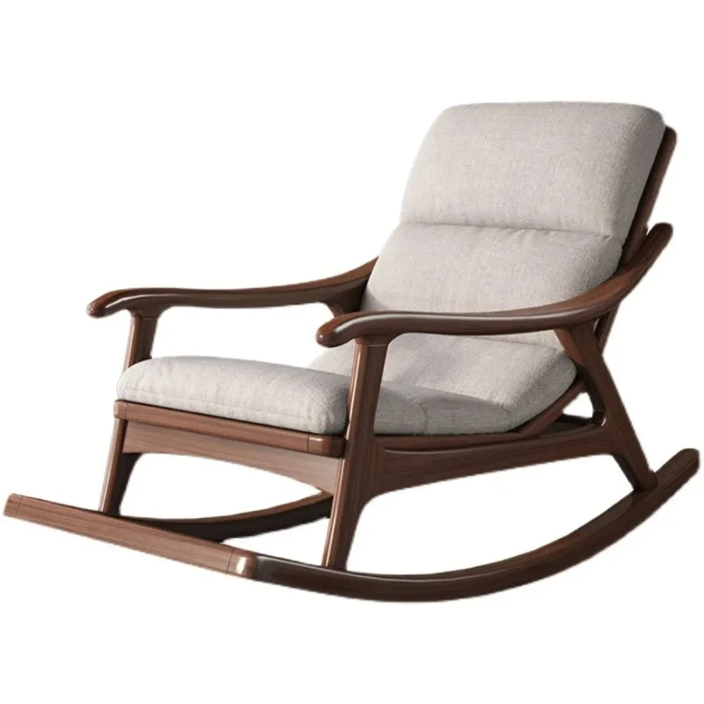 

Новое китайское кресло-качалка из цельного дерева, орех, скандинавское кресло для отдыха, ленивый диван, кресло для дома, балкона, кресло для отдыха