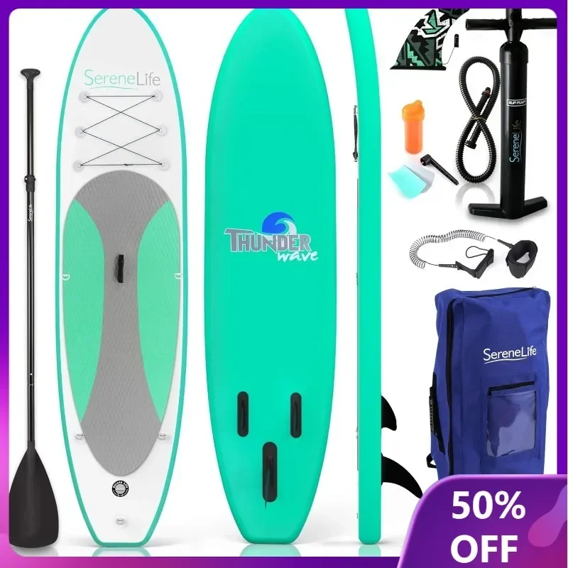 

SereneLife Stand up Paddle Board Inflatable Non-Slip SUP Paddle Board Paddle Pump Leash Fun Water Inflatable Board Adults