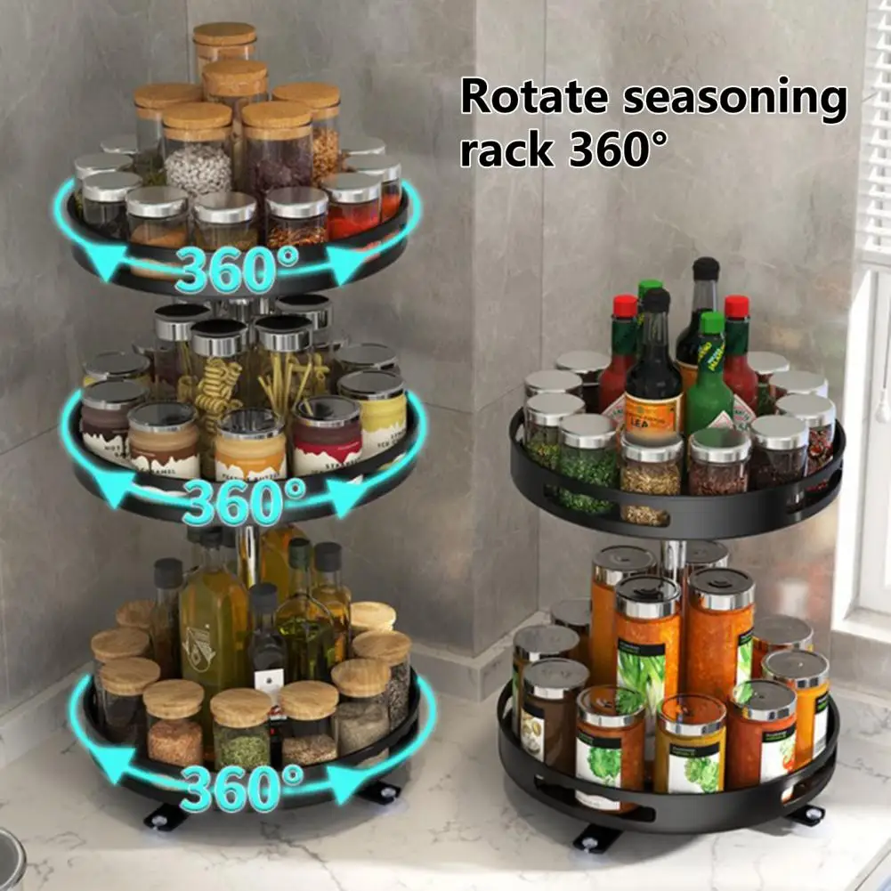 Cosmetics Tray High Capacity Adjustable 360 Degree Rotating Suction Pad Foot Spice Rack for Bathroom Home Storage Rack Organizer