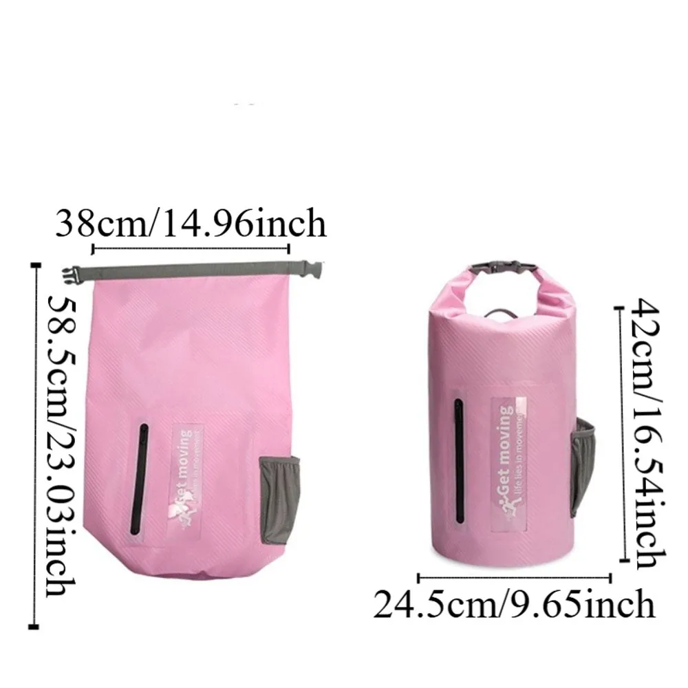 20L Waterproof Dry Bag with Shoulder Straps Lightweight Swimming Bucket Bag Large-Capacity Foldable Beach Backpack Outdoor