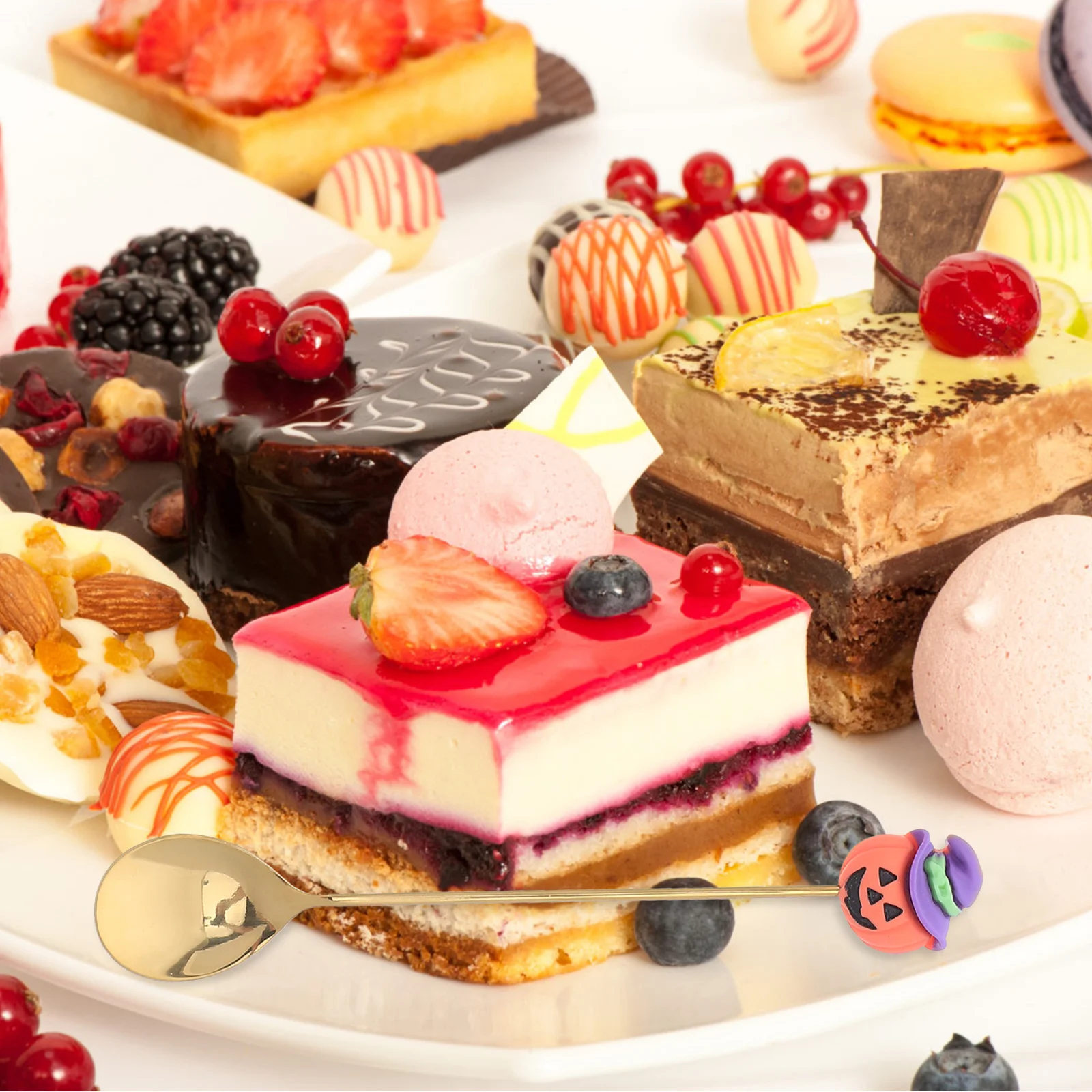 6 قطع من ملعقة الحلوى المصنوعة من الفولاذ المقاوم للصدأ، رأس مستدير، سهلة التنظيف، ملعقة معدنية مريحة للحفلات