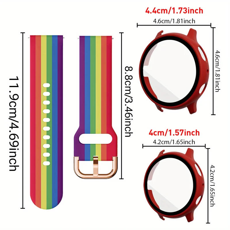 2pcs Compatible with Samsung Galaxy Active 2 Printed Strap + Case Combo for 40mm/44mm Scratch & Shock Resistant Watch Bland