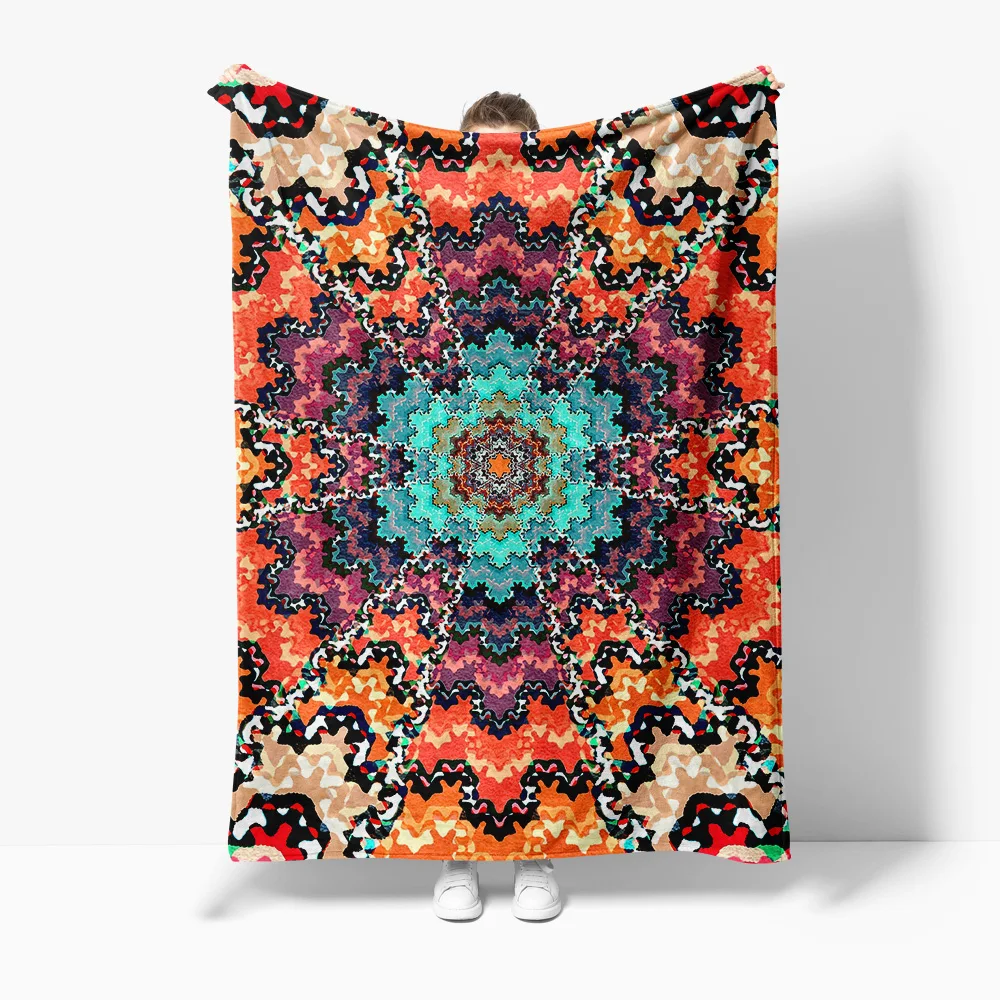 Vibrant Paisley Tribal Print Blanket Colorful Geometric Bed Throw Moroccan Cushion Cover Decorative Throw Blanket