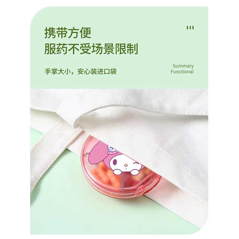 Sanrio Kuromi Hello Kitty My Melody 4Grids Cross Pill Box Portable Mini Plastic Pill Storage Pocket Medicine Box Home Pill Case