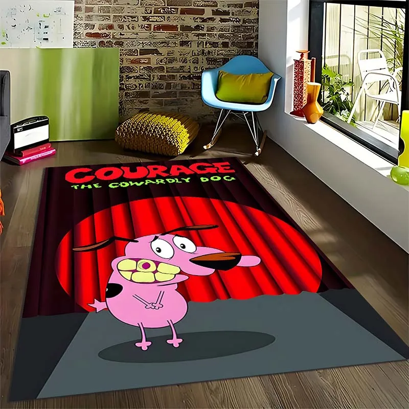 Cartoon C-Courage Cowardly Dog Print Carpet Rug for Living Room Bedroom Sofa Doormat Home Decor Non-slip Floor Mat Area Rug Gift