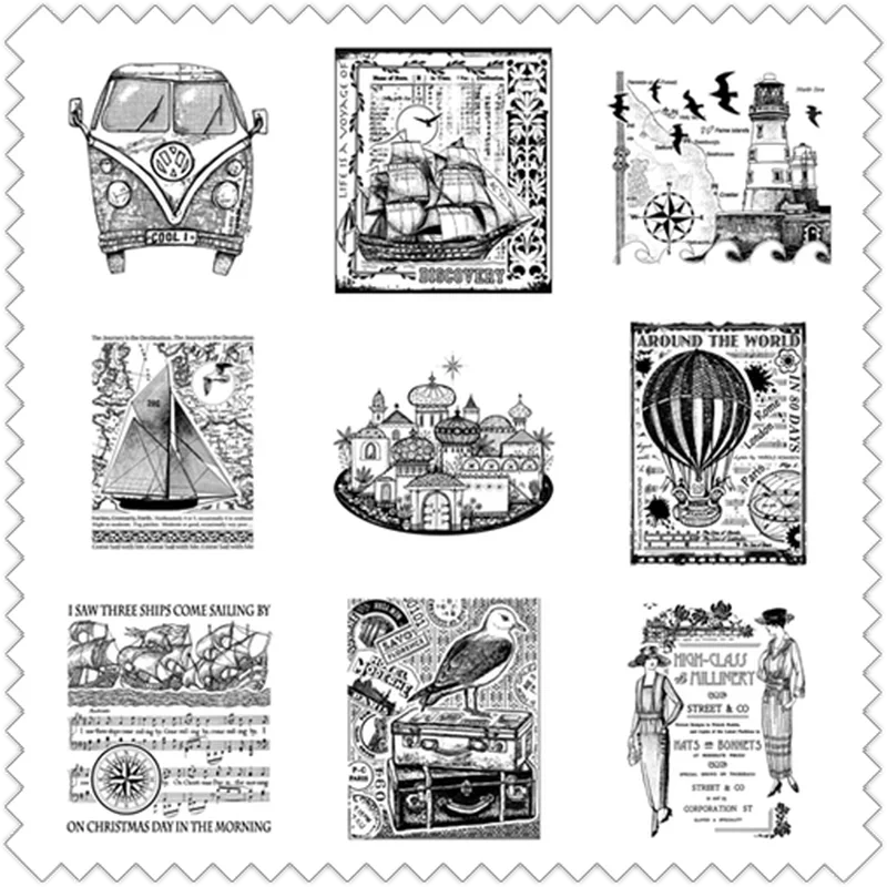 10*10cm 2022 DIY New Clear Stamps For Scrapbooking Paper Making Ship Travel Sail Castle Car Yacht Account Craft Set Card NO Die