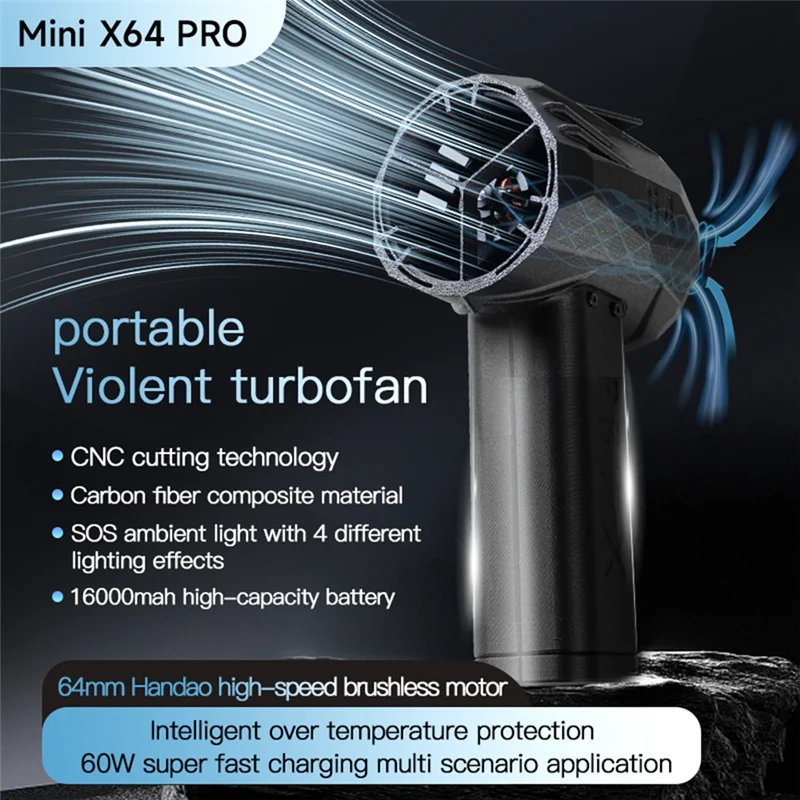 AF90-Mini Turbofan عالية الطاقة مروحة نفاثة منفضة الهواء فرش السيارات متغير السرعة منفاخ الغبار تنظيف أداة يده 350 كجم/ساعة