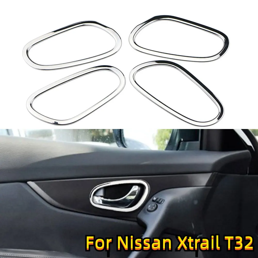 For Nissan Xtrail X-trail T32 Rogue Sport Qashqai J11 2014-2021 Chrome Inner Door Handle Cover Catch Bowl Trim Frame Decoration