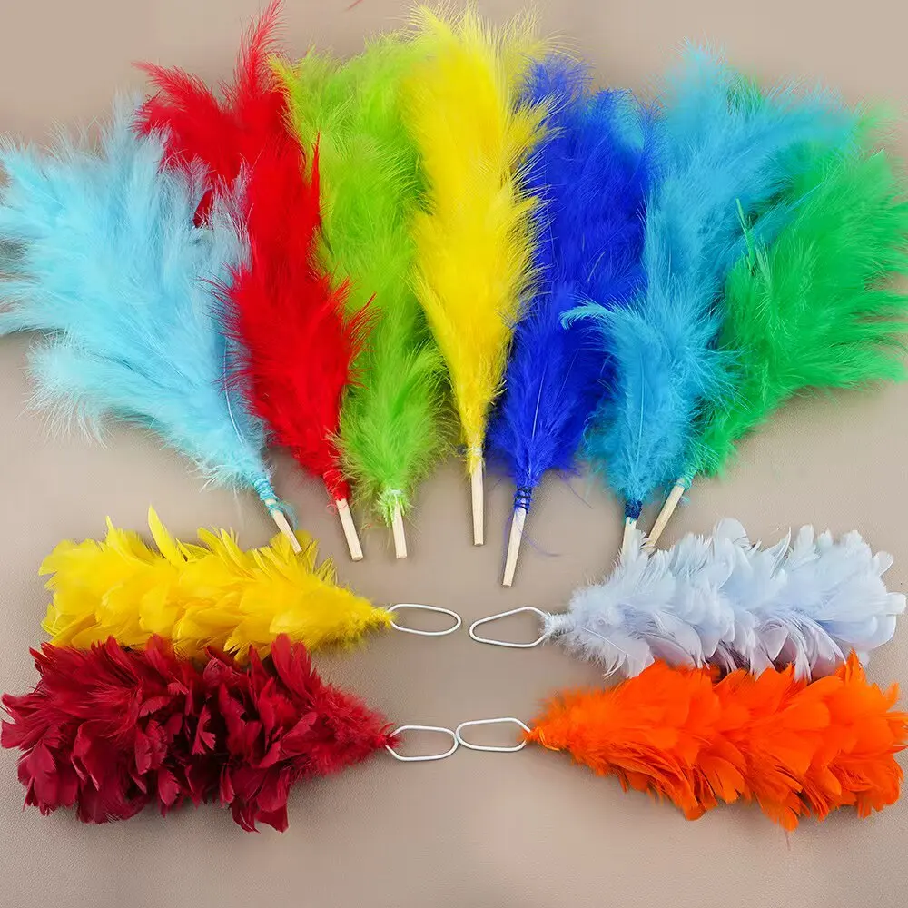 Turkey Feather Wire Flower 30-33cm Chicken Feather Wire Flower 19-21cm Flexible Stem DIY Hat Headwear Costume Stage Accessory