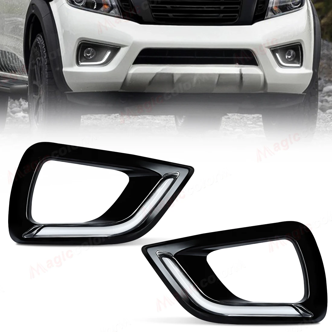

2PCS LED Headlights For Nissan Navara NP300 2015 2016 2017 2018 2019 DRL Daytime Running Lamp Daylights Chrome Turn Signal Lamp