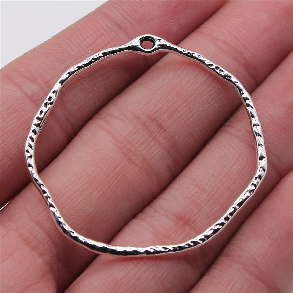 10 stücke antike versilbert 41x44mm unregelmäßigen Reifen für Ohrringe machen Charms für Schmuck machen DIY Schmuck Komponenten