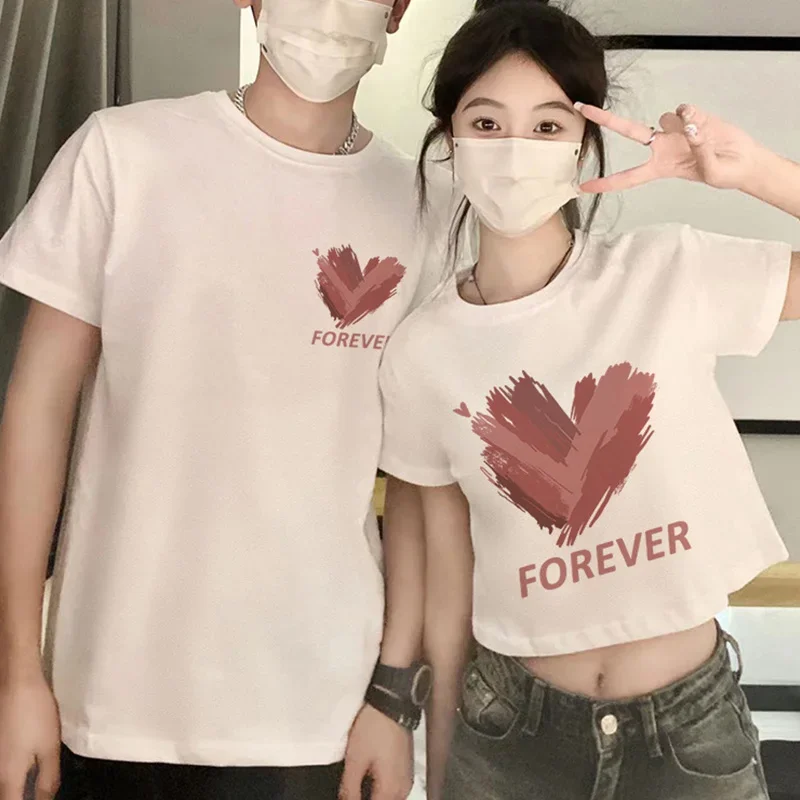 Couple Shirts T Shirts Boyfriend Girlfriend Wife Tshirt Summer Casual Tops Clothes Short Sleeve Tshirt for Lover Gift