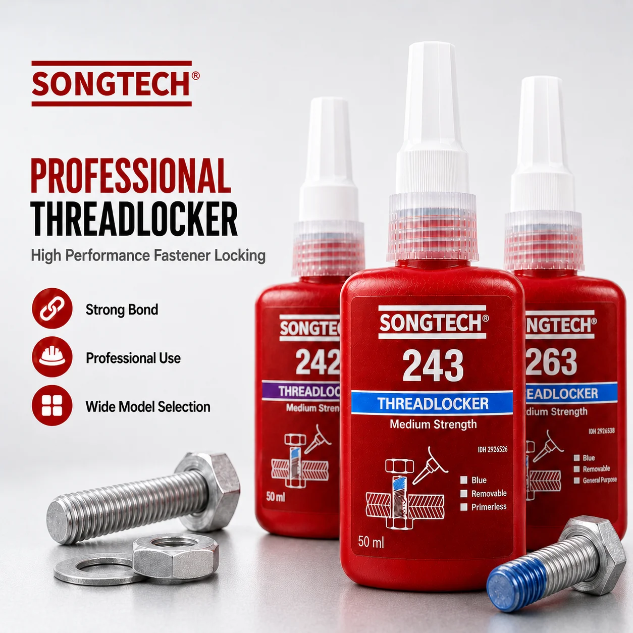 Pegamento anaeróbico Songtech Loctite 243 242 222 262 263 270 271 272 277 290 de 50 ml para fijación de roscas y tornillos