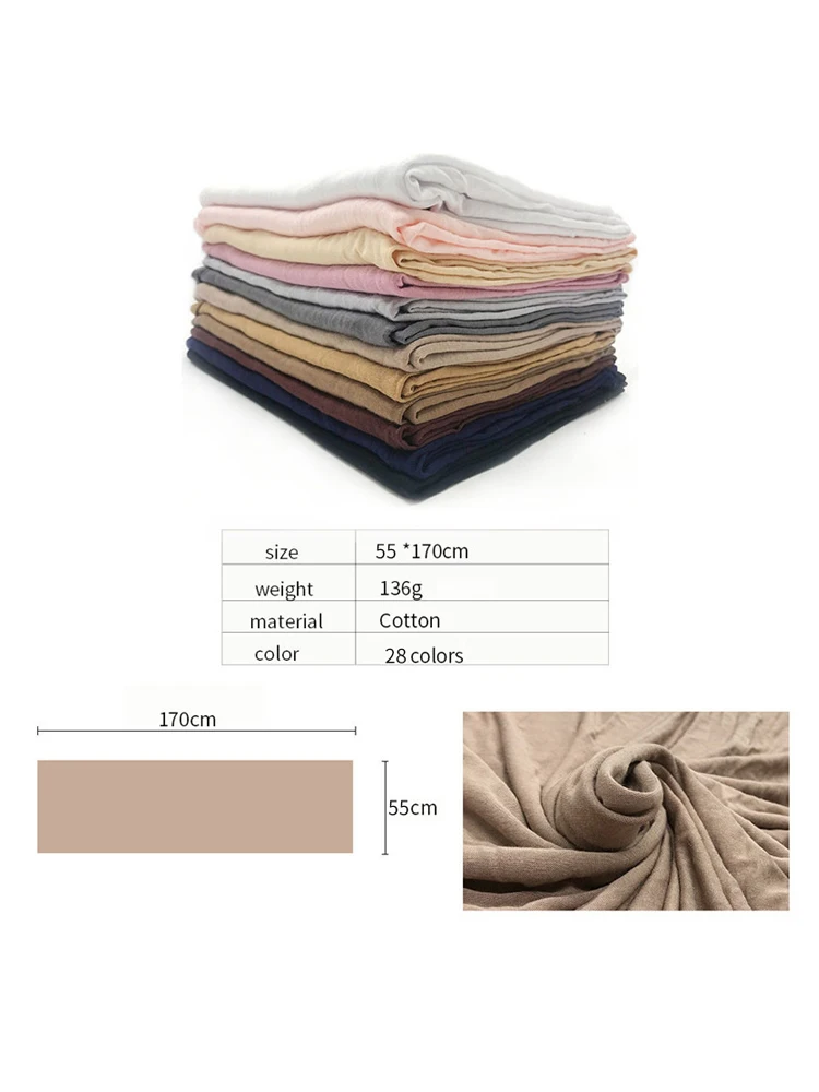 Mode Modal Baumwolle Jersey Hijab Schal Frauen Muslimischen Schal Plain Weiche Turban Kopf Wraps Islamischen Afrika Stirnband 170x55cm