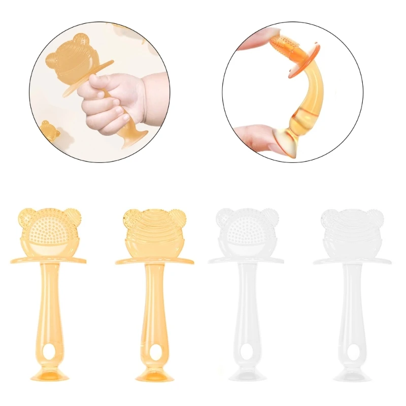 

77HD Teething PainRelief Toy Silicone Teether Newborn Molar Chewing Toy Bear Teething Stick Teether Educational Sensory Toy