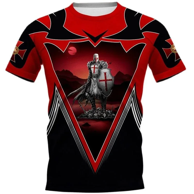 Popular Templar 3D Printed T-shirt Armor Army Soldier Graphic Short Sleeve Men's Children Fashion Casual Loose T-shirt