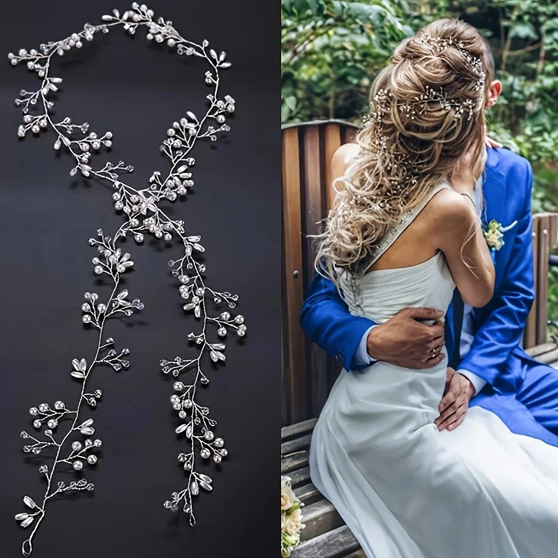 Handgefertigtes Kristall-Blatt Haarband Perlen-Haarreif Tiara Braut Hochzeit Haaraccessoires Schmuck Haarreif