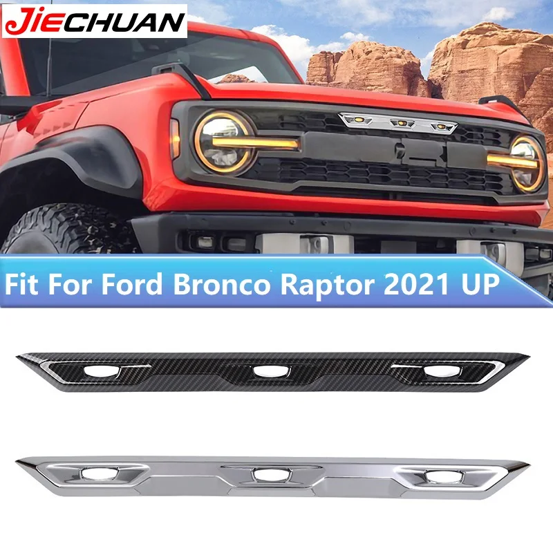 

JIECHUAN ABS Car Grille Lamp Trim Sticker Grill Light decoration Cover For Ford Bronco Raptor 2021 Up,Auto Exterior Accessories
