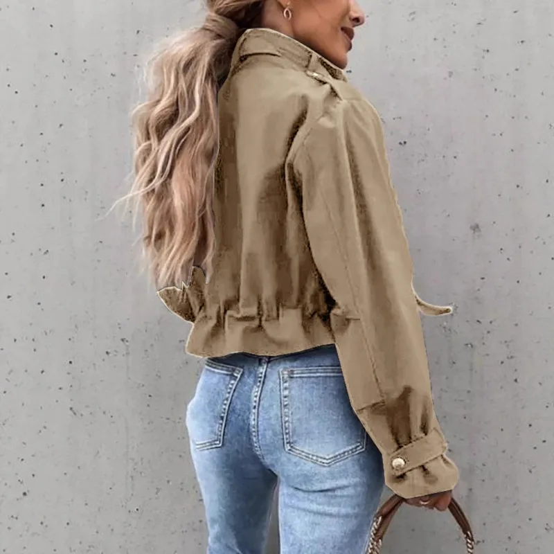 Dámský podzimní a zimní nový rolák s jedním řadovým zapínáním na zip, krátký ležérní dlouhý rukáv, Harajuku Trap Zara - náhled 2