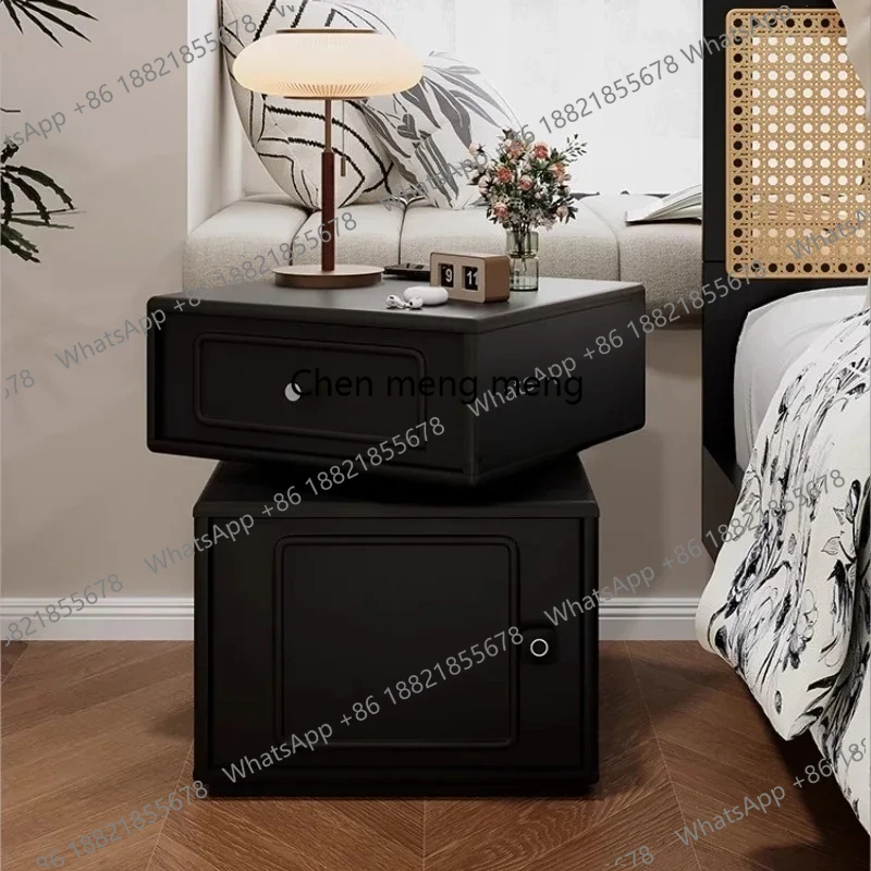 

Retro smart bedside safe integrated with lock wireless charging creative bedside storage cabinet