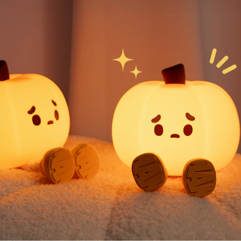 

Halloween Pumpkin Night Light Cute Soft Silicone Safe Lamp Decorations Timing Dimmable Bedside Decor Halloween Gifts