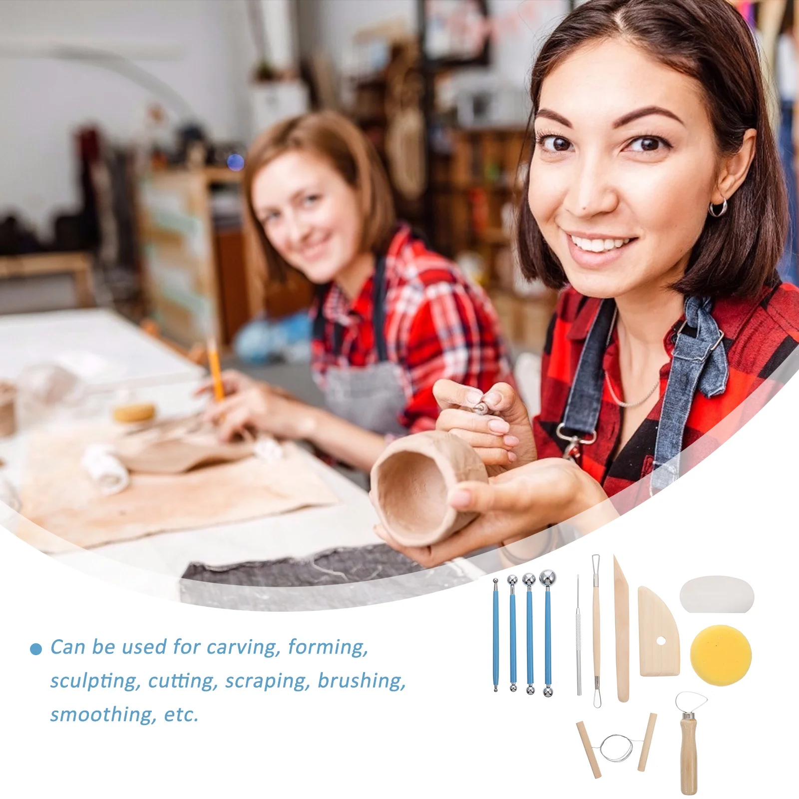 

2 set 2 Sets Pottery Clay Sculpture Hand Tools Ceramic Art Sculpting Carving Kit Stainless Steel Tips Modeling Supplies