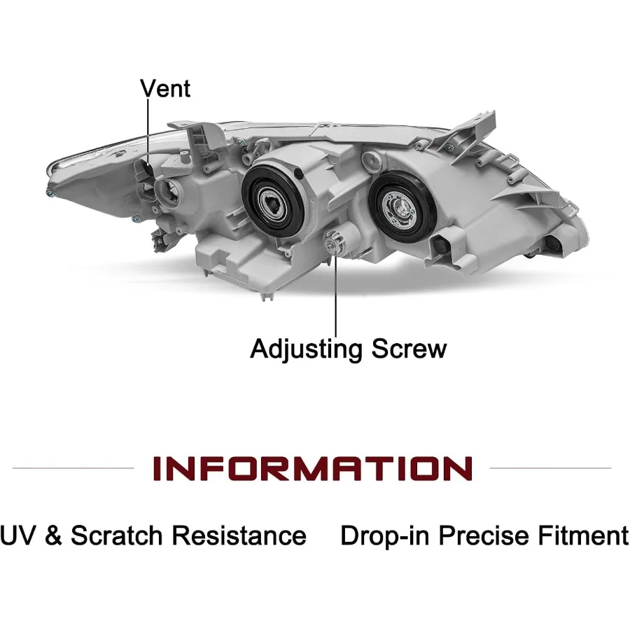 مجموعة مصابيح أمامية لجهاز العرض متوافقة مع 20072009 كامري 4 أبواب استبعاد المصابيح الأمامية البديلة الهجينة للركاب والسائق Si