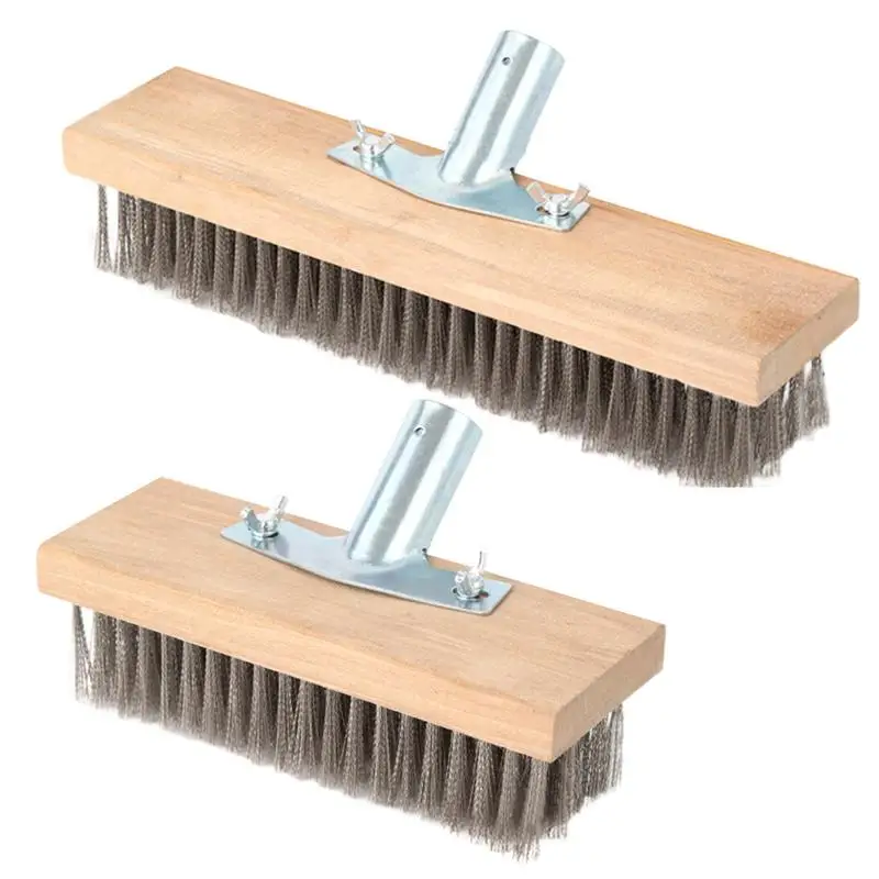 Stainless steel wire brush floor brush to remove moss iron brush long handle cleaning brush washing floor broom steel brush head