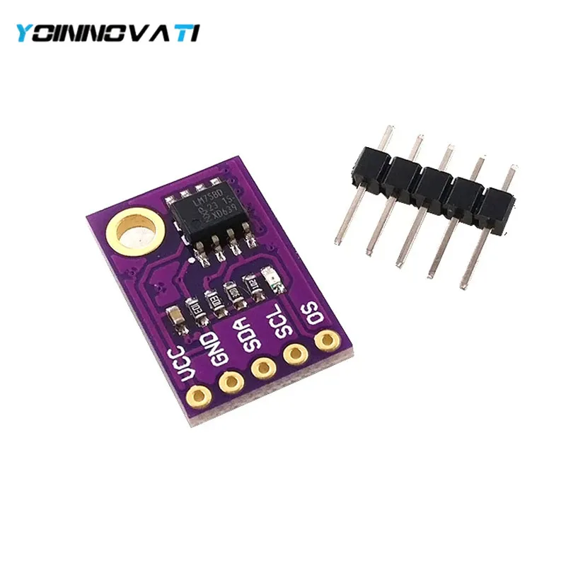 YT MCU-75 LM75 Temperature Sensor Module High-Speed I2C Interface, High Accuracy, Development Board Compatible for Arduino