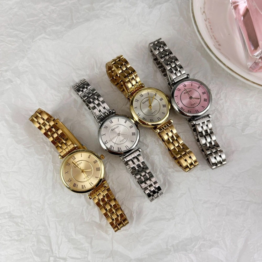 ساعة نسائية جديدة بحزام فولاذي ساعات رائعة للسيدات بسيطة ورقيقة مدمجة ساعة معصم عصرية على مدار الساعة