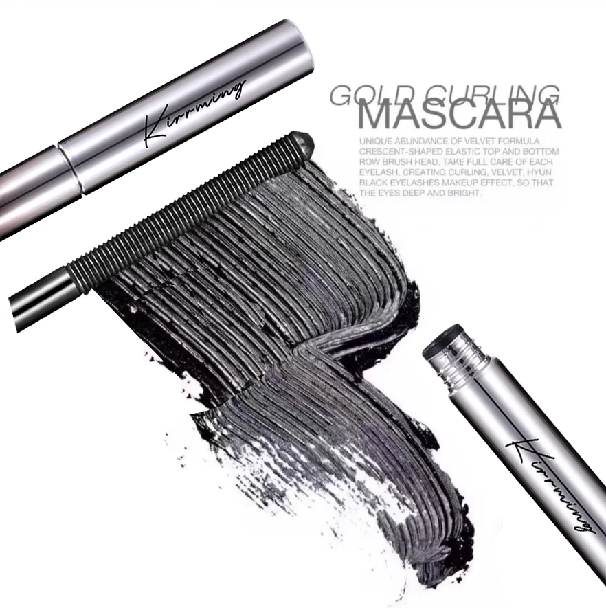 Kirrming Mascara per ciglia arricciacapelli 5D, Mascara con pennello in ferro metallico lavabile sottile, Impermeabile a lunga durata Nessun ferro aggraffante Forte