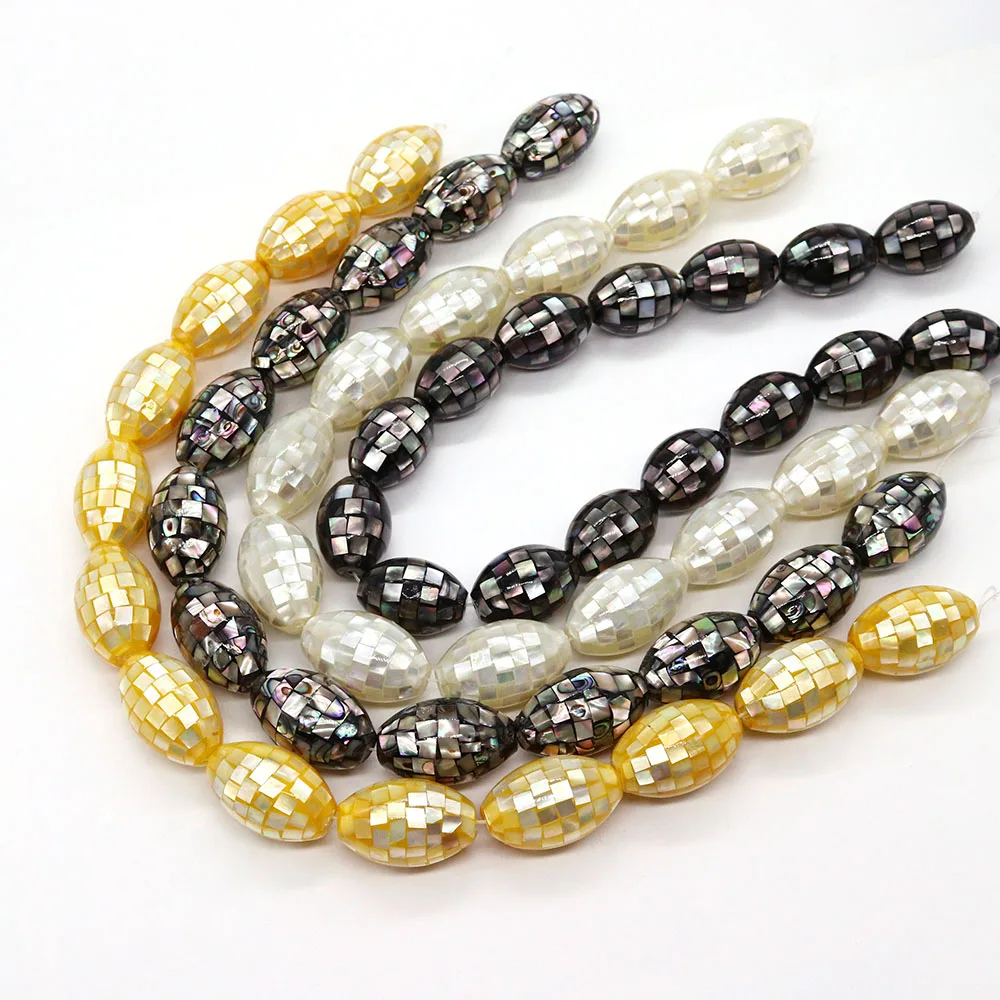 

Multi-color Natural Seawater Shell Rice-Shaped Mosaic Assorted Beads 1pc For Jewelry Making DIY Bracelets Necklaces Accessories