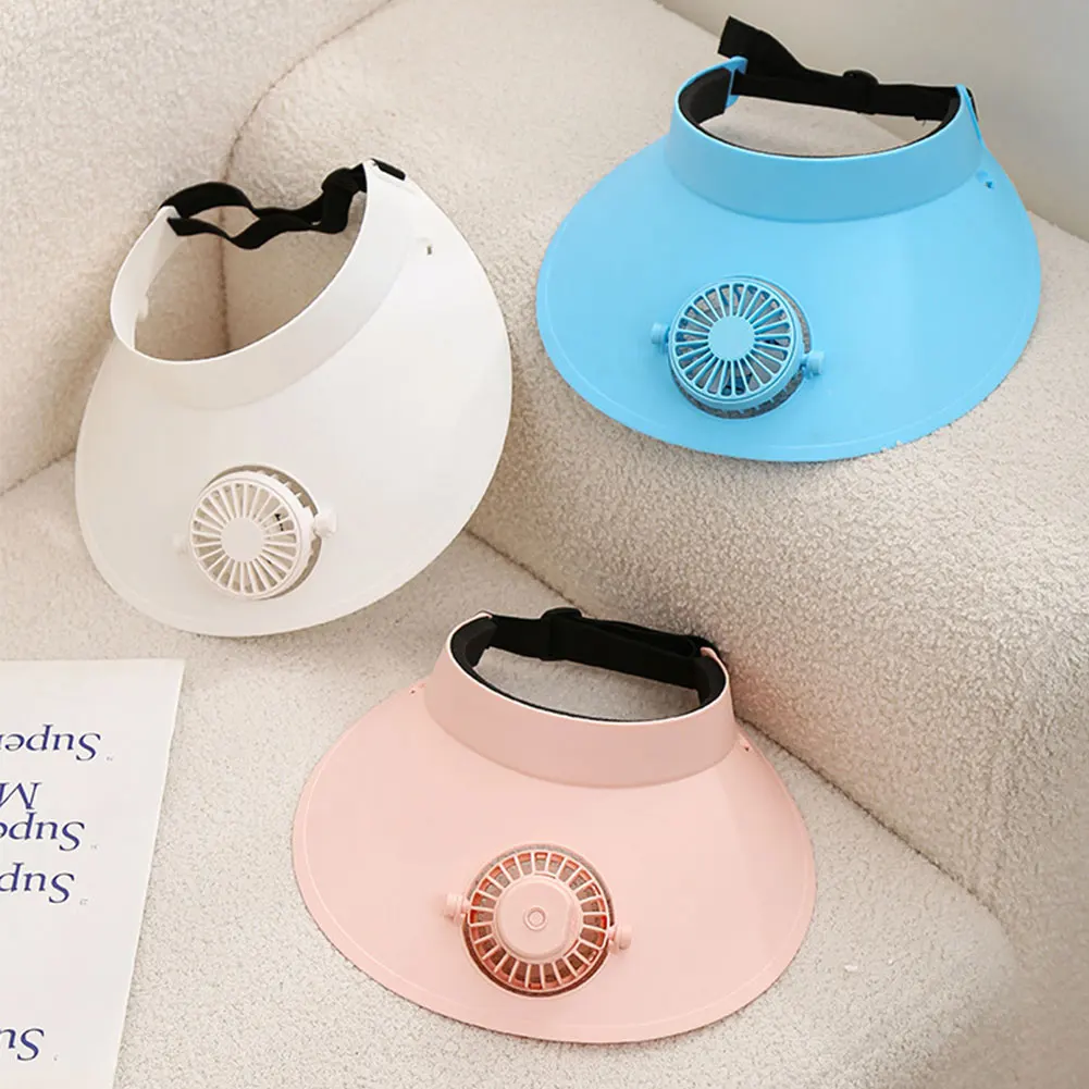 USB Charging Sunscreen Cap Fan Rotatable Fan Visor Hat 3 Wind Speed Sun Protection Hat Fan Wide Brim for Women/Men/Children