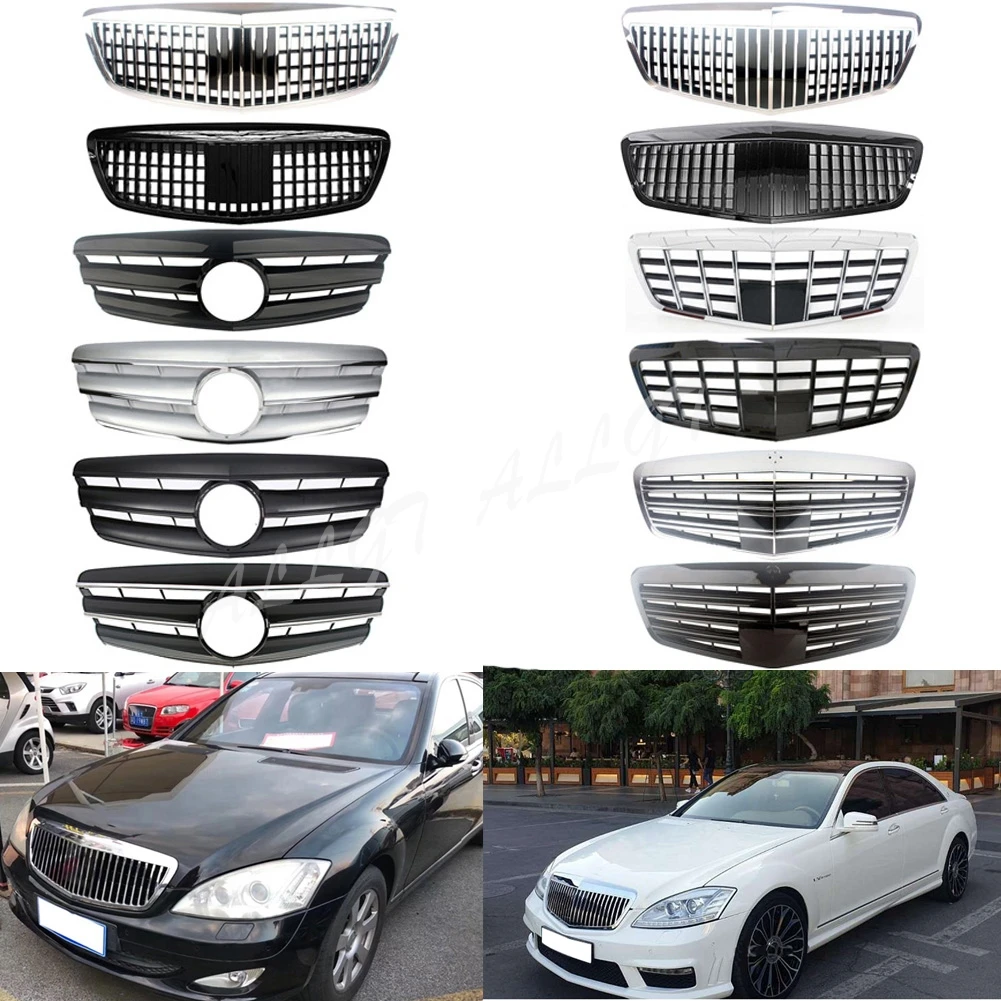 Front Racing Facelift Bumper Grilles For Mercedes Benz W221 S-Class S320 S350 S450 S500 S63 S65 2005-2008 2009-2013