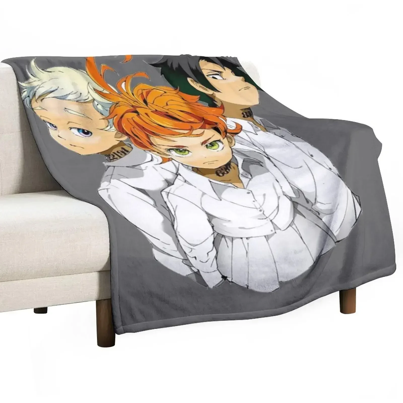 The Promised Neverland Throw Blanket Plaid on the sofa Furry Fashion Sofas For Sofa Thin Blankets