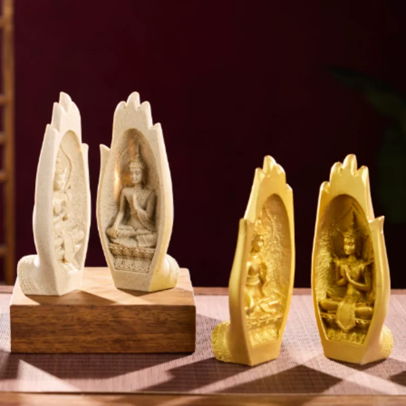 

Creative Resin Thai Buddha Hand Sculpture - Southeast Asian Zen Art, Home Desktop Decor exquisite handicraft