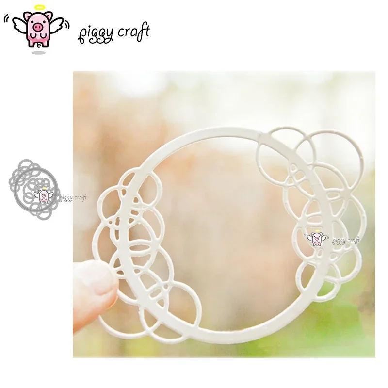 

Piggy Craft metal cutting dies cut die mold Irregular circle frame Scrapbook paper craft knife mould blade punch stencils dies
