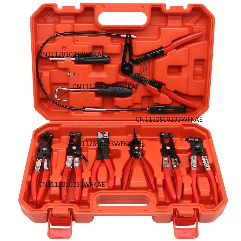 9pcs Hose Clamp Pliers, with Flexible Wire Long Reach Hose  Swivel Jaw and Flat Band Pliers，Hose Clamp Tool