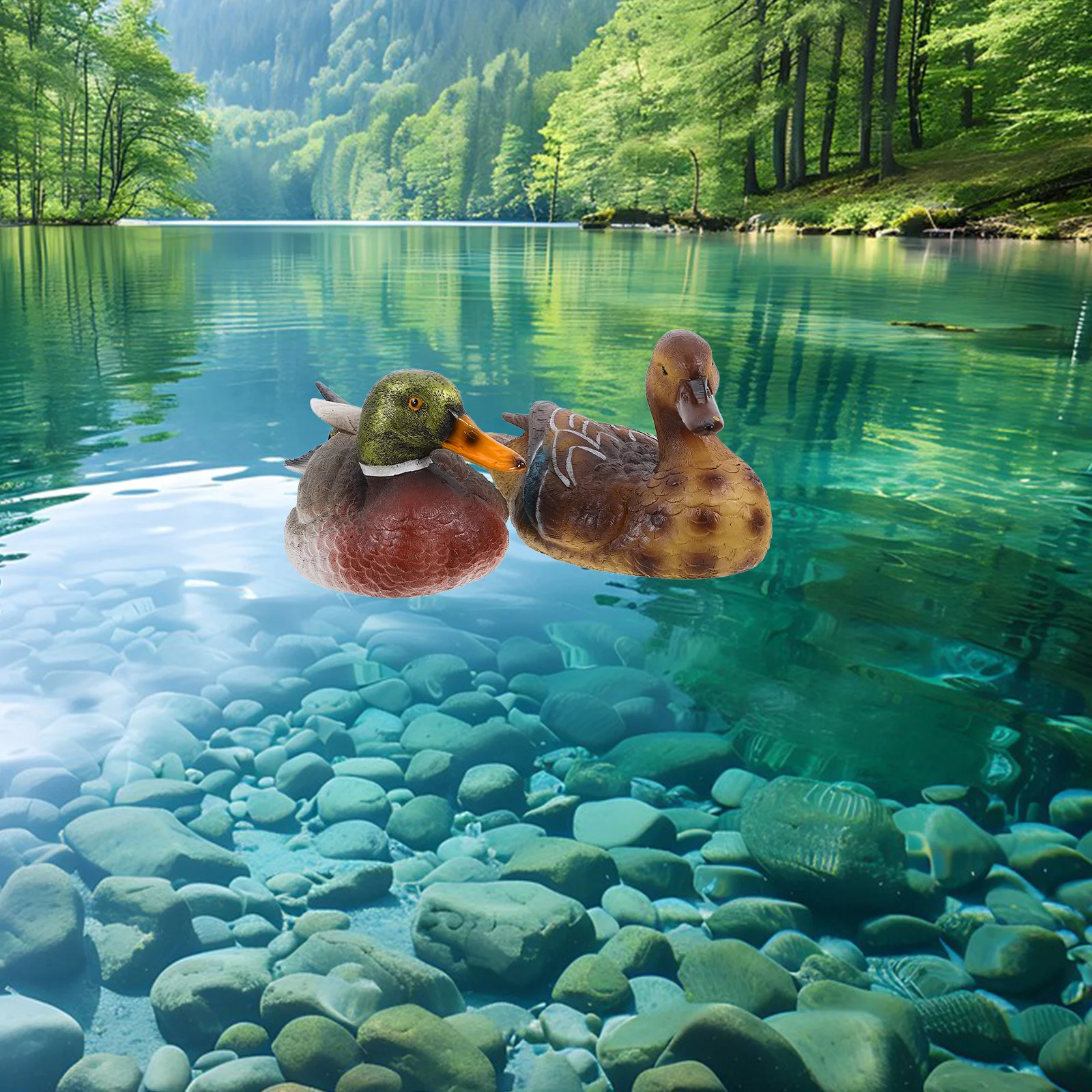 

2Pcs Floating Statue Outdoor Yard Garden Decor Resin Realistic Duck Sculpture Weather Resistant