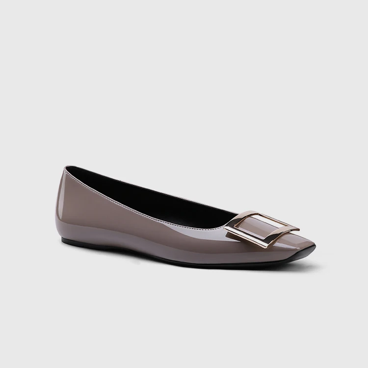 

Женская кожа Flat oes с квадратным синим белым воротником без шнуровки Faion Single oes на низком каблуке с круглой головкой из мягкой кожи