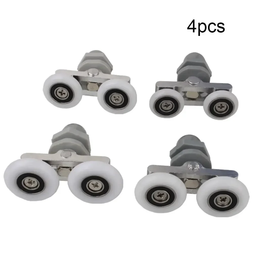4pcs Twin Bathroom Shower Door Roller Runner Wheels Sliders 19/23/25/27mm Dia Shower Rooms Cabins Door Pulley Hardware Accessori