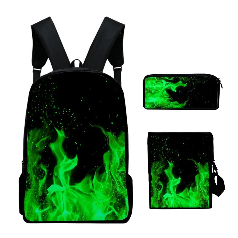 Cool Flame Pupil School Bags, mochila para laptop, mochila, Inclinado Bolsa de Ombro, Estojo Lápis, 3D Print, Harajuku, Popular,