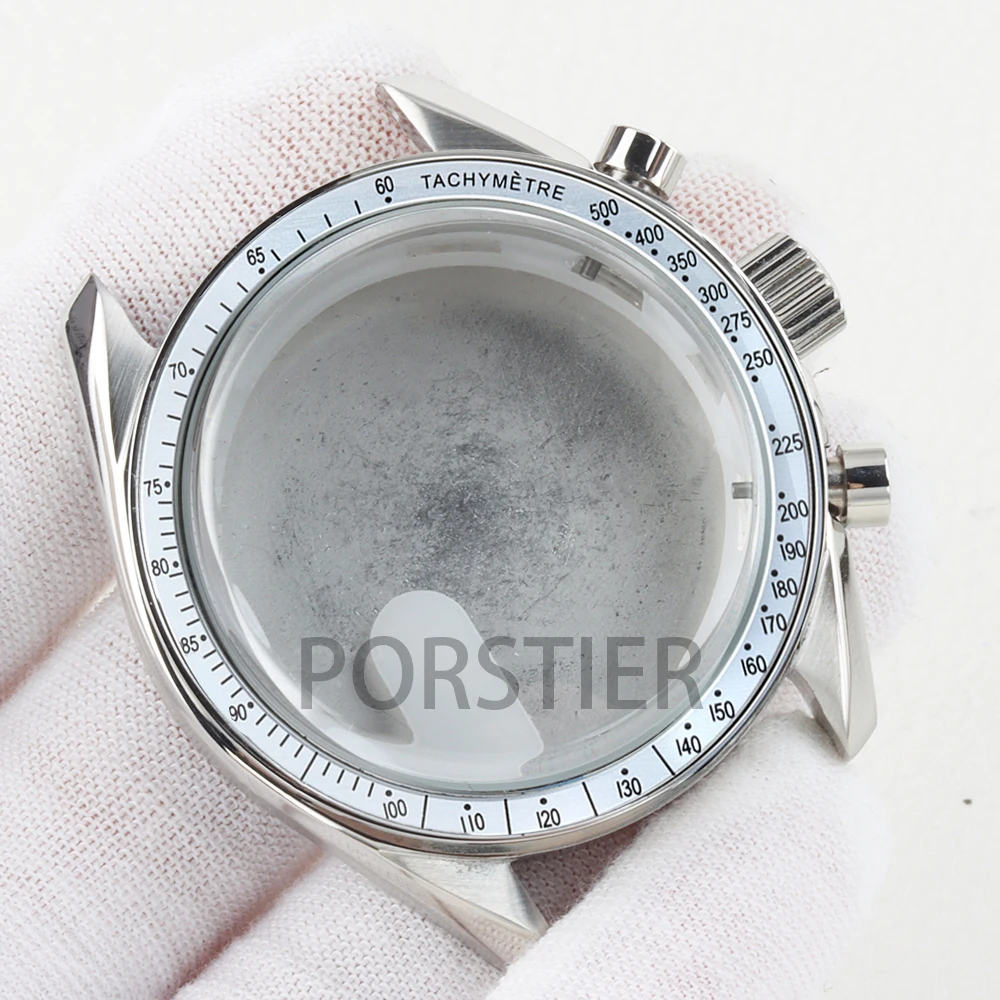 silver 40MM VK63 Case 20MM Brushed Strap Stainless Steel Water Resistant For CHRONOGRAPH VK63 VK64 Quartz Movement 32.5MM Dial