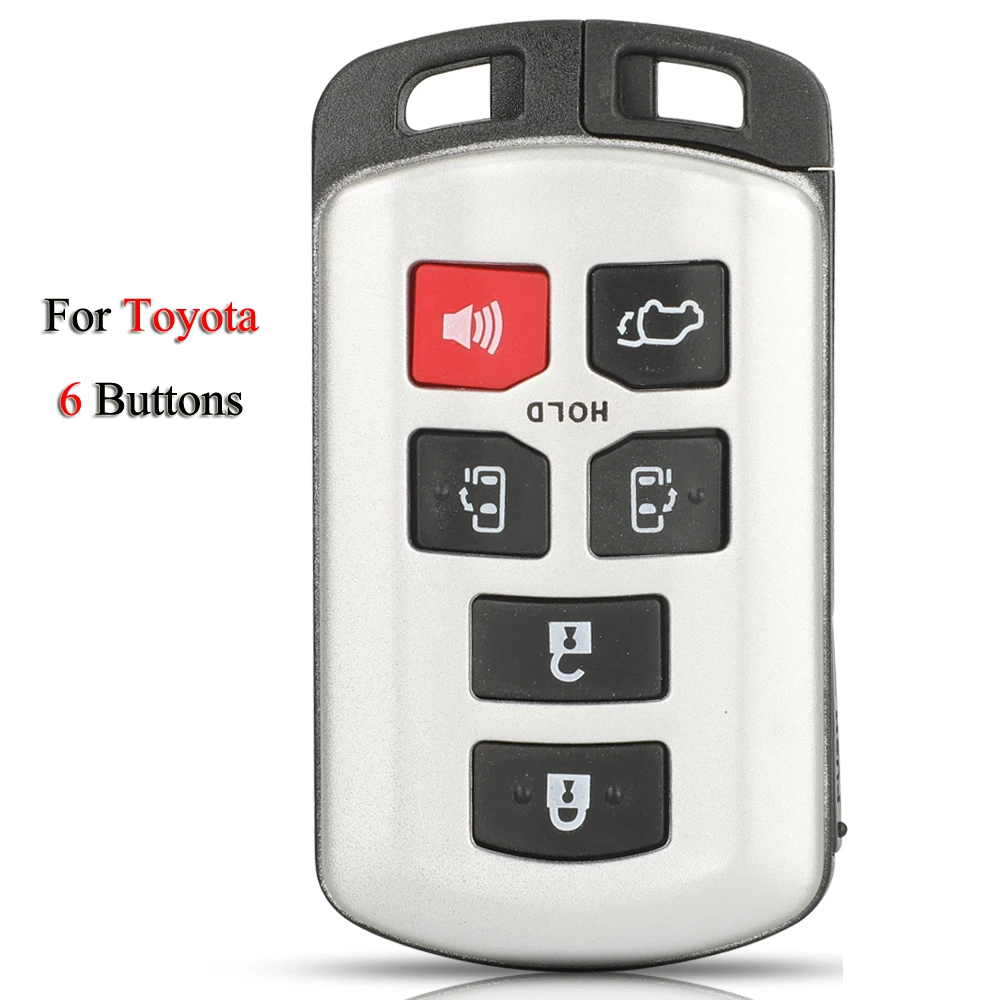 jingyuqin Remote Smart Car Key Shell For Toyota Sienna 2011-2020 6 Buttons With Uncut Blade Cover Case Replacement